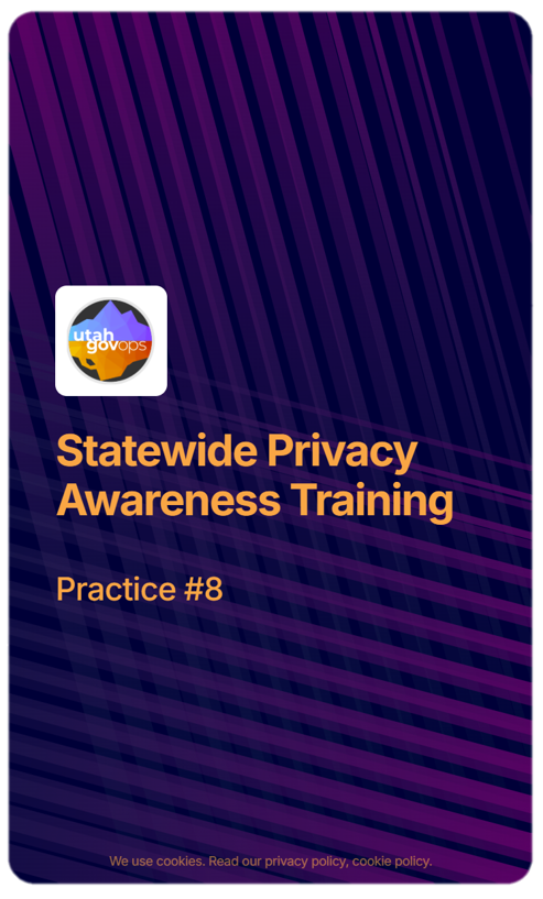 Report cover for Statewide Privacy Awareness Training, Practice #8, on a purple lined background.