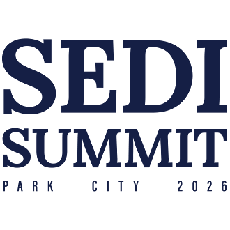 Blue words on a transparent background. Words say the following: SEDI Summit Park City 2026