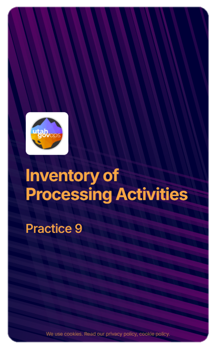 Report cover for Inventory of Processing Activities, Practice 9, on a purple lined background.